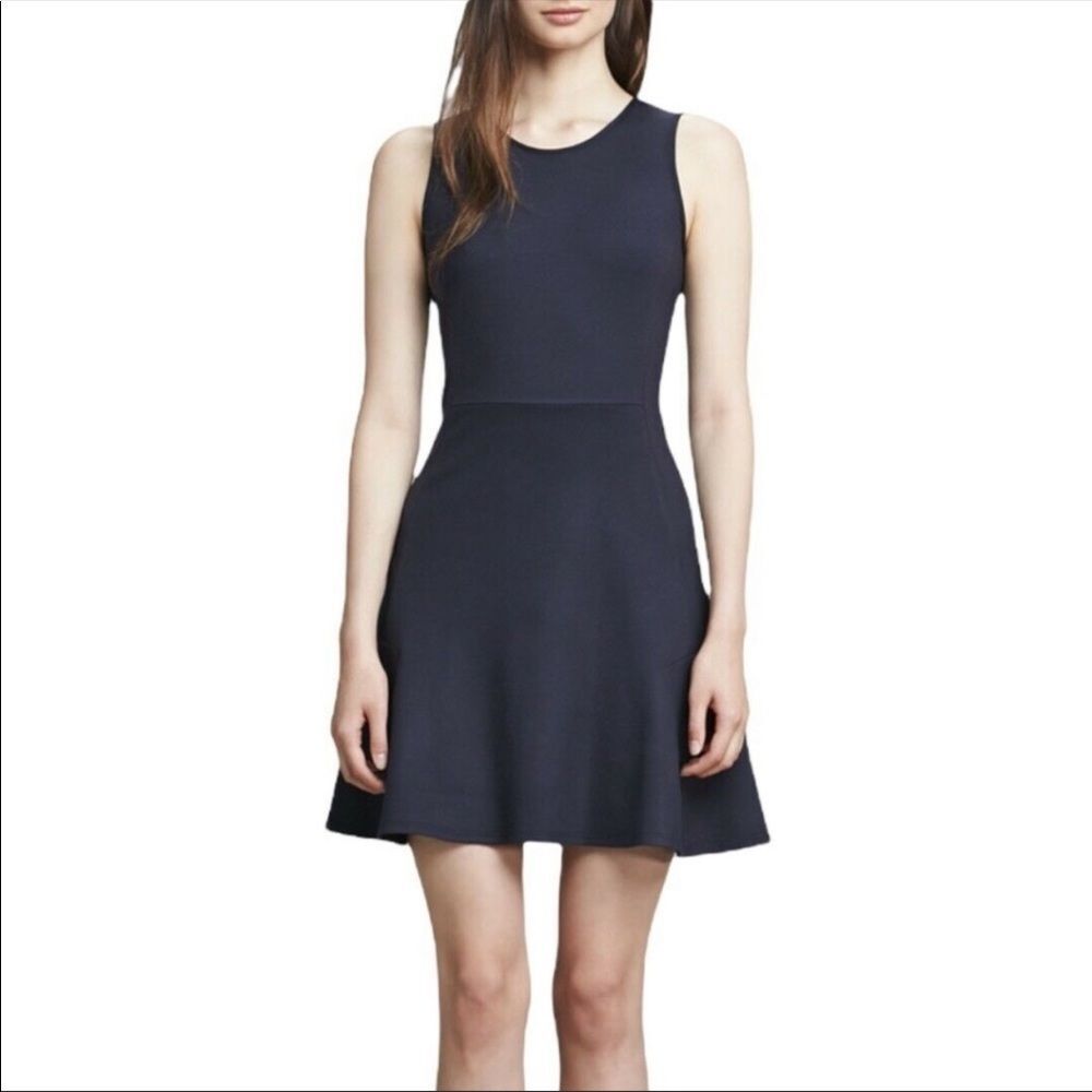 THEORY NIKAY - Wool Fit & Flare Navy Blue A-line Dress sz 8